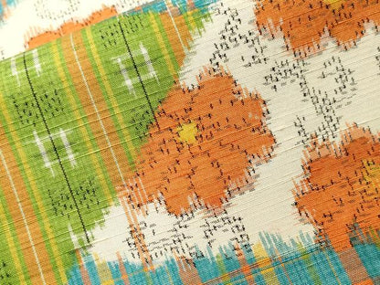 平和屋着物■上質な紬　切嵌格子花唐草文　やまと誂製　正絹　逸品　CABH8883ev