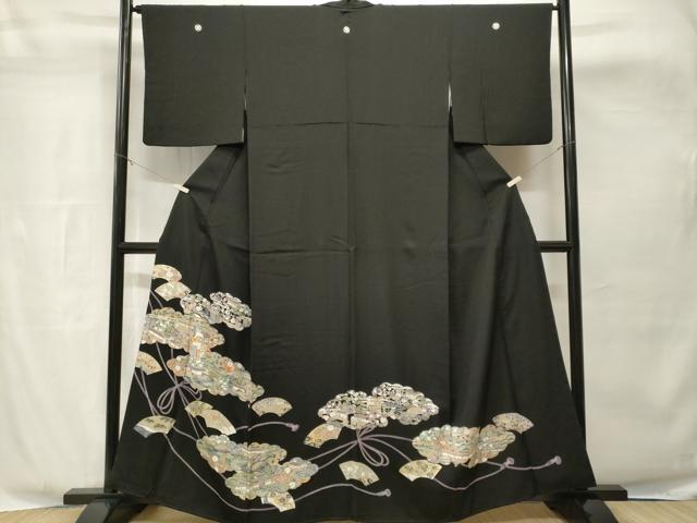 平和屋着物■豪華黒留袖　雲取り地紙風景文　金銀彩　さが美扱い　正絹　逸品　CABH8888ev