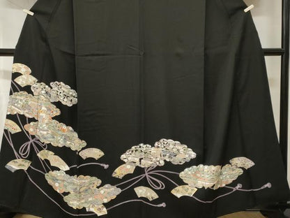 平和屋着物■豪華黒留袖　雲取り地紙風景文　金銀彩　さが美扱い　正絹　逸品　CABH8888ev