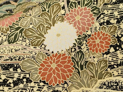 平和屋着物■豪華黒留袖　駒刺繍　飛鶴御所解文　金彩　正絹　逸品　CABH8889ev