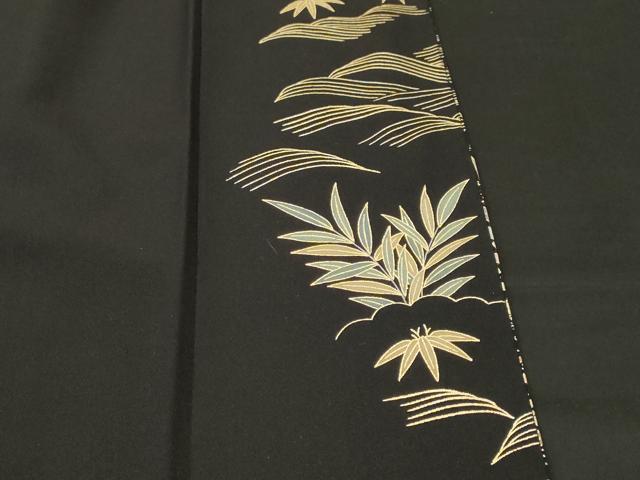 平和屋着物■豪華黒留袖　駒刺繍　飛鶴御所解文　金彩　正絹　逸品　CABH8889ev