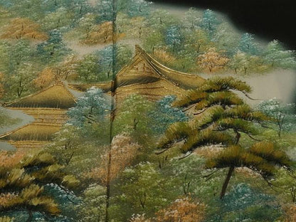 平和屋着物■豪華黒留袖　樹林風景文　暈し染め　金彩　正絹　逸品　CABH8891ev