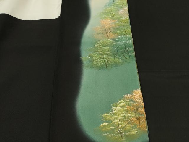 平和屋着物■豪華黒留袖　樹林風景文　暈し染め　金彩　正絹　逸品　CABH8891ev