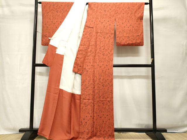 平和屋着物■上質な小紋　笹竹花文　三越扱い　正絹　逸品　CABH8893ev