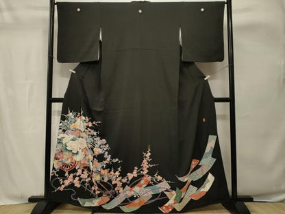 平和屋着物■豪華黒留袖　作家物　短冊花車文　金彩　正絹　逸品　CABH8895ev