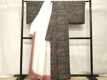平和屋着物■上質な小紋　切嵌鳳凰更紗花文　正絹　逸品　CABH8896ev