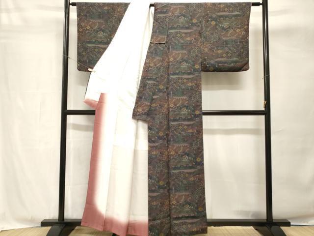 平和屋着物■上質な小紋　切嵌鳳凰更紗花文　正絹　逸品　CABH8896ev
