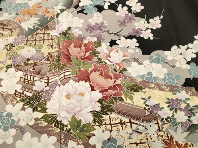 平和屋着物■豪華黒留袖　御所解文　金彩　正絹　逸品　CABH8901ev