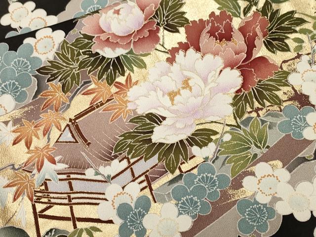 平和屋着物■豪華黒留袖　御所解文　金彩　正絹　逸品　CABH8901ev