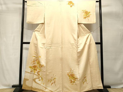 平和屋着物■訪問着　絞り　枝花文　暈し染め　正絹　逸品　CABH8906ev