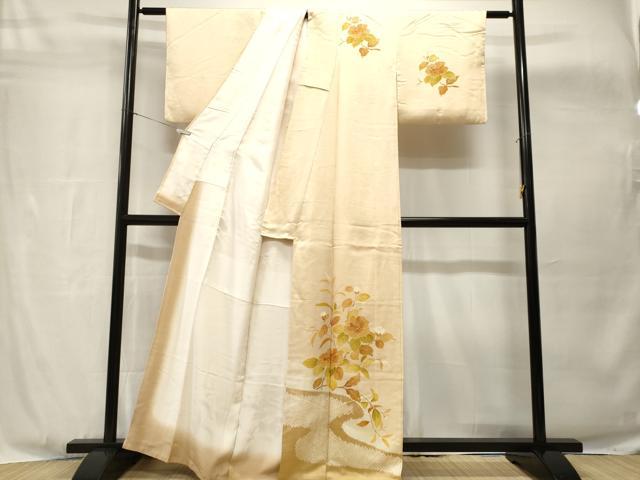 平和屋着物■訪問着　絞り　枝花文　暈し染め　正絹　逸品　CABH8906ev