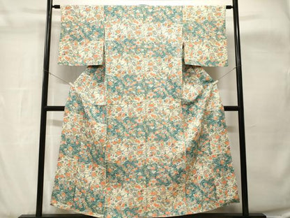 平和屋着物■上質な小紋　芝草枝花文　正絹　逸品　CABH8908ev