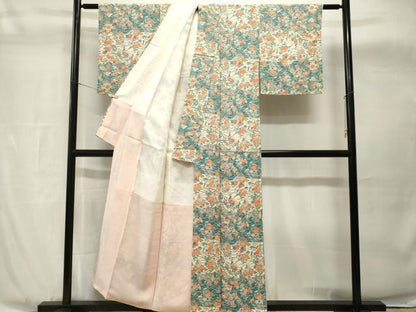平和屋着物■上質な小紋　芝草枝花文　正絹　逸品　CABH8908ev