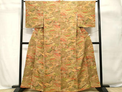 平和屋着物■上質な小紋　人物風景文　鬼しぼ縮緬　正絹　逸品　CABH8910ev