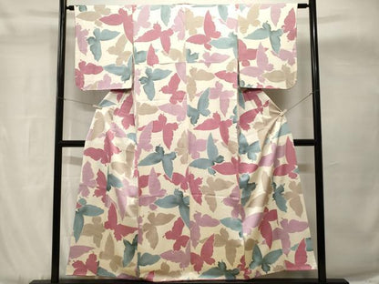 平和屋着物■上質な小紋　舞蝶文　暈し染め　正絹　逸品　CABH8911ev