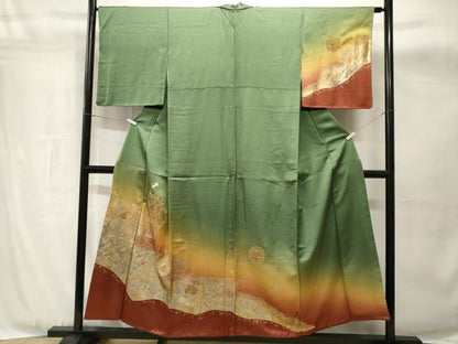 平和屋着物■中国三大刺繍　スワトウ刺繍　総刺繍　訪問着　雪輪草花文　暈し染め　金銀彩　正絹　逸品　CABH8913ev