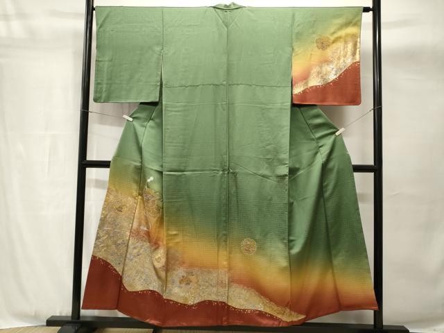 平和屋着物■中国三大刺繍　スワトウ刺繍　総刺繍　訪問着　雪輪草花文　暈し染め　金銀彩　正絹　逸品　CABH8913ev