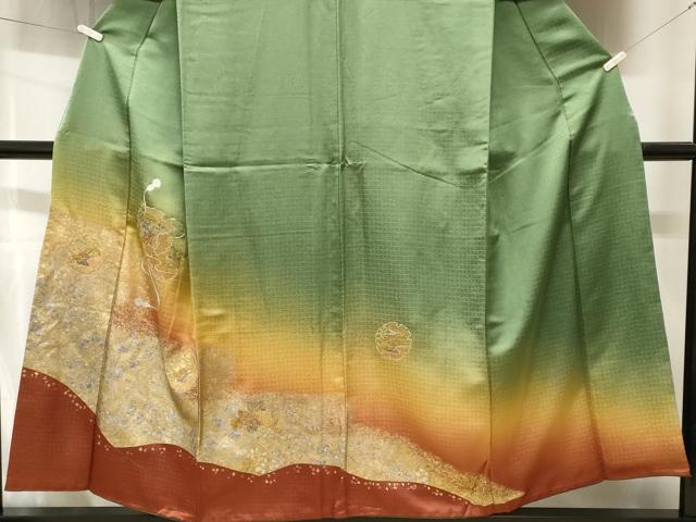 平和屋着物■中国三大刺繍　スワトウ刺繍　総刺繍　訪問着　雪輪草花文　暈し染め　金銀彩　正絹　逸品　CABH8913ev