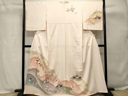 平和屋着物■訪問着　遠山枝花文　暈し染め　金彩　正絹　逸品　CABH8914ev