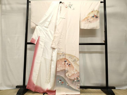 平和屋着物■訪問着　遠山枝花文　暈し染め　金彩　正絹　逸品　CABH8914ev