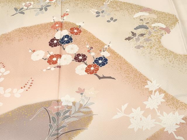 平和屋着物■訪問着　遠山枝花文　暈し染め　金彩　正絹　逸品　CABH8914ev
