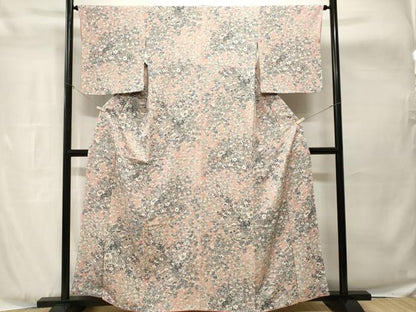 平和屋着物■上質な小紋　花蝶文　暈し染め　正絹　逸品　CABH8915ev