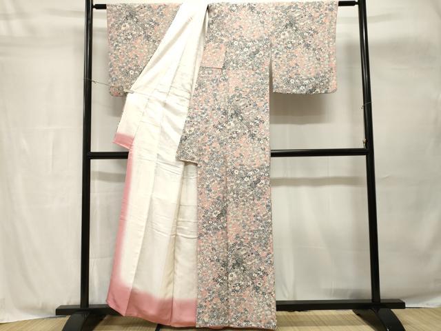 平和屋着物■上質な小紋　花蝶文　暈し染め　正絹　逸品　CABH8915ev