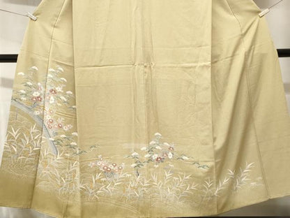 平和屋着物■訪問着　流水渡り橋草花文　金彩　三越扱い　正絹　逸品　CABH8916ev