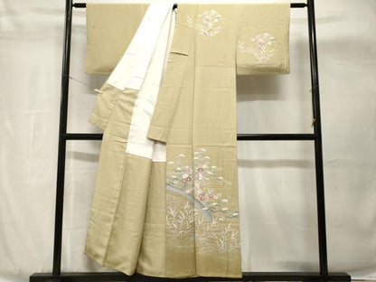 平和屋着物■訪問着　流水渡り橋草花文　金彩　三越扱い　正絹　逸品　CABH8916ev