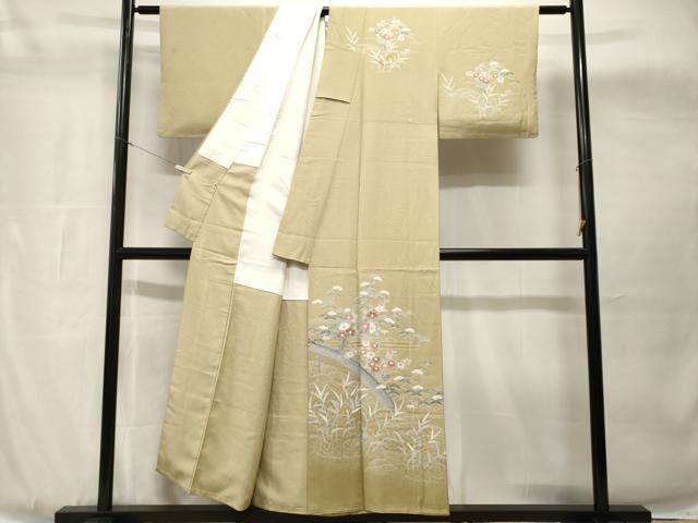 平和屋着物■訪問着　流水渡り橋草花文　金彩　三越扱い　正絹　逸品　CABH8916ev