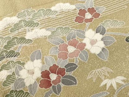 平和屋着物■訪問着　流水渡り橋草花文　金彩　三越扱い　正絹　逸品　CABH8916ev