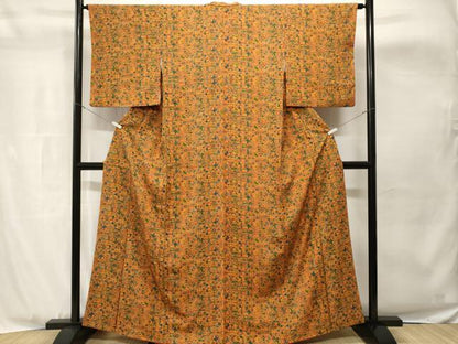 平和屋着物■上質な小紋　動物鳳凰幾何学花文　正絹　逸品　CABH8925ev