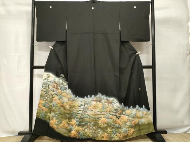 平和屋着物■豪華黒留袖　京加賀　風景文　暈し染め　金彩　正絹　逸品　CABH8927ev