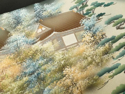 平和屋着物■豪華黒留袖　京加賀　風景文　暈し染め　金彩　正絹　逸品　CABH8927ev