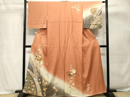 平和屋着物■訪問着　駒刺繍　貝桶流水枝花丸文　暈し染め　金彩　正絹　逸品　CABH8934ev