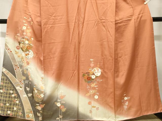平和屋着物■訪問着　駒刺繍　貝桶流水枝花丸文　暈し染め　金彩　正絹　逸品　CABH8934ev