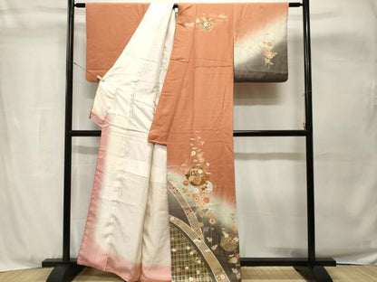 平和屋着物■訪問着　駒刺繍　貝桶流水枝花丸文　暈し染め　金彩　正絹　逸品　CABH8934ev