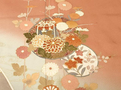 平和屋着物■訪問着　駒刺繍　貝桶流水枝花丸文　暈し染め　金彩　正絹　逸品　CABH8934ev