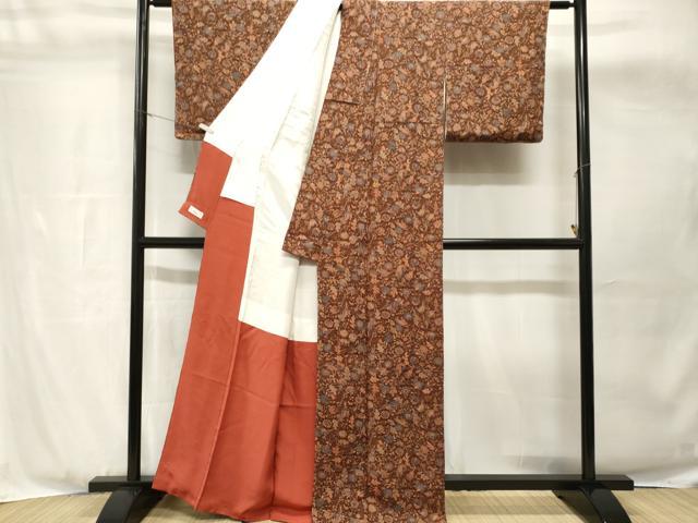 平和屋着物■上質な小紋　更紗鳳凰花文　金彩　鬼しぼ縮緬　やまと誂製　正絹　逸品　CABH8936ev