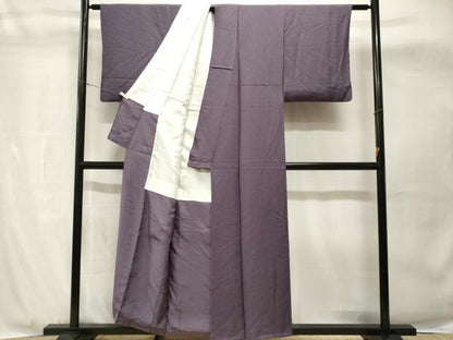 平和屋着物■上質な色無地　霞地紋　青紫色　正絹　逸品　CABH8937ev