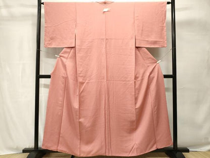 平和屋着物■上質な色無地　菊尽くし地紋　紅梅色　正絹　逸品　CABH8939ev