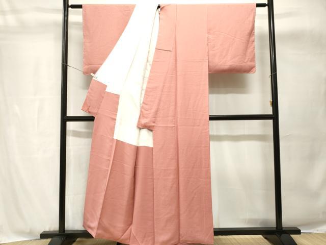 平和屋着物■上質な色無地　菊尽くし地紋　紅梅色　正絹　逸品　CABH8939ev
