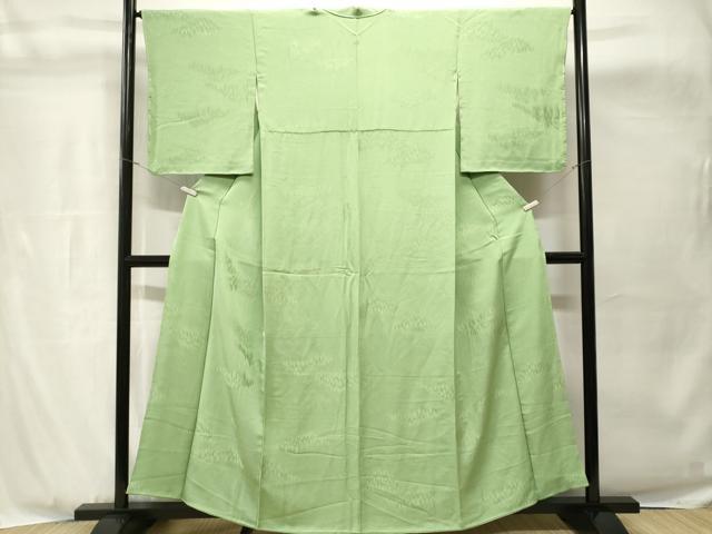平和屋着物■上質な色無地　樹林地紋　若苗色　正絹　逸品　CABH8940ev