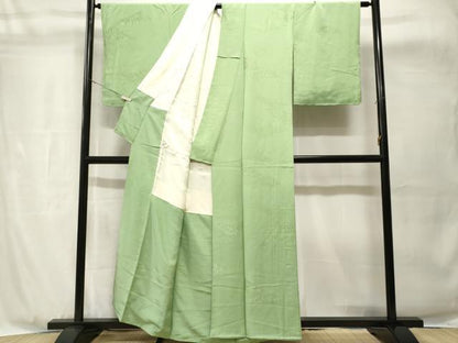 平和屋着物■上質な色無地　樹林地紋　若苗色　正絹　逸品　CABH8940ev