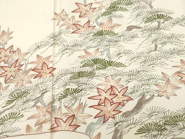 平和屋着物■訪問着　駒刺繍　立波松楓文　　正絹　逸品　CABH8950ev