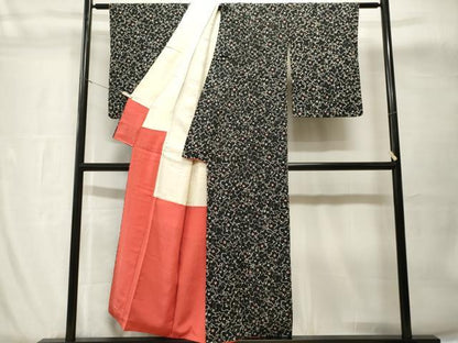 平和屋着物■上質な小紋　花尽くし文　黒地　正絹　逸品　CABH8955ev