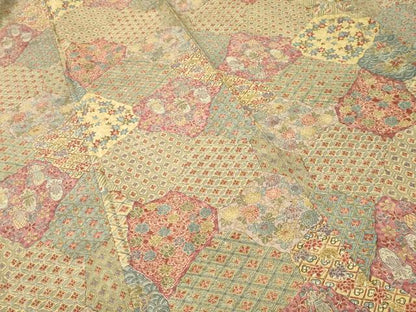 平和屋着物■上質な小紋　紬　切嵌吉祥花文　正絹　逸品　CABH8969ev