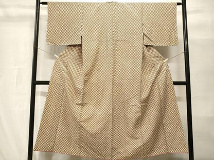 平和屋着物■上質な小紋　紬地　幾何学文　正絹　逸品　CABH8972ev