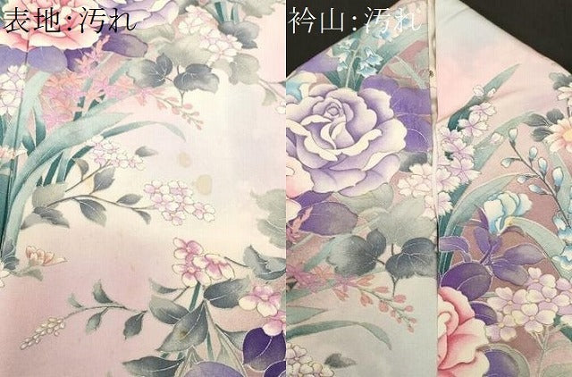 平和屋着物■豪華振袖　バラ　草花文　暈し染め　銀彩　正絹　逸品　CABH8974ev