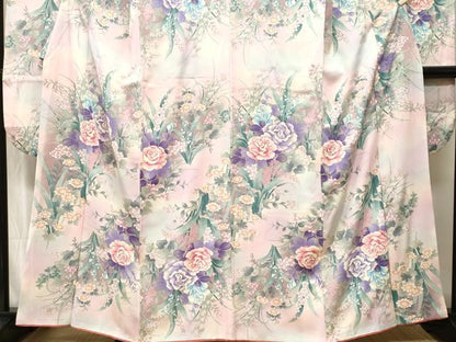 平和屋着物■豪華振袖　バラ　草花文　暈し染め　銀彩　正絹　逸品　CABH8974ev
